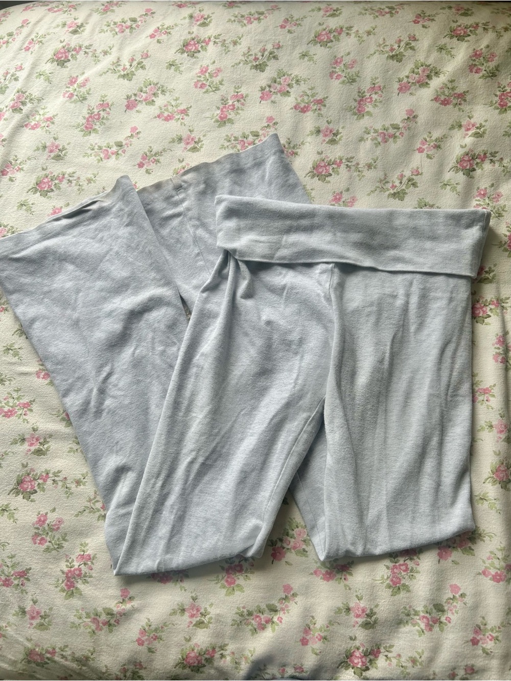 Brandy Melville Light Blue Fold-Over Waist Lounge Pants